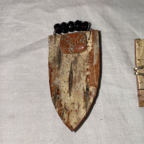 BIRCH BARK Brooches/Pins-Lot of 2 - Picture 2 of 5